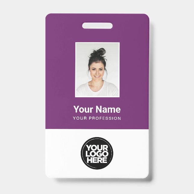 Custom Employee Photo, Bar Code, Logo, Name Badge ID Badge (Front)