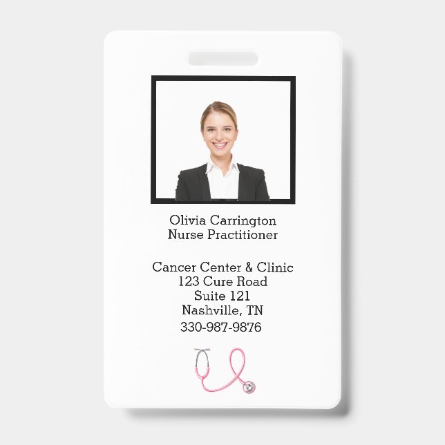 Custom Employee Photo Bar Code Logo Name Badge ID Badge (Front)