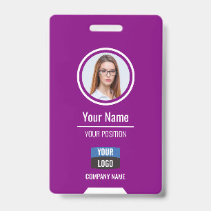 Custom Employee Photo, Bar Code, Logo, Name Badge ID Badge