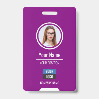 Custom Employee Photo, Bar Code, Logo, Name Badge ID Badge