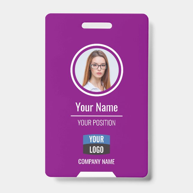 Custom Employee Photo, Bar Code, Logo, Name Badge ID Badge (Front)