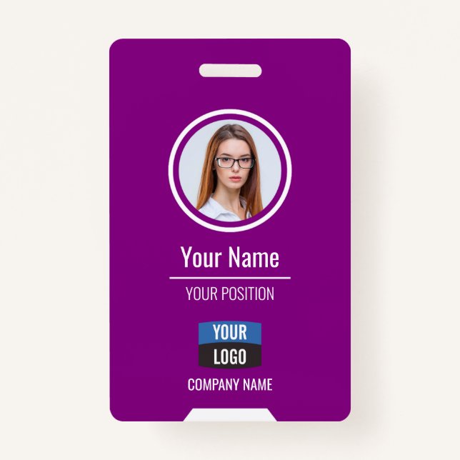 Custom Employee Photo, Bar Code, Logo, Name Badge ID Badge (Front)