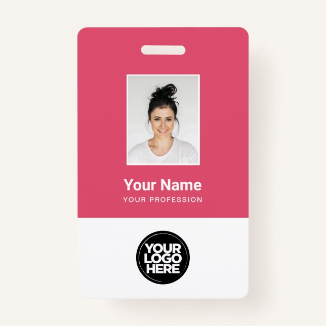 Custom Employee Photo, Bar Code, Logo, Name Badge ID Badge (Front)