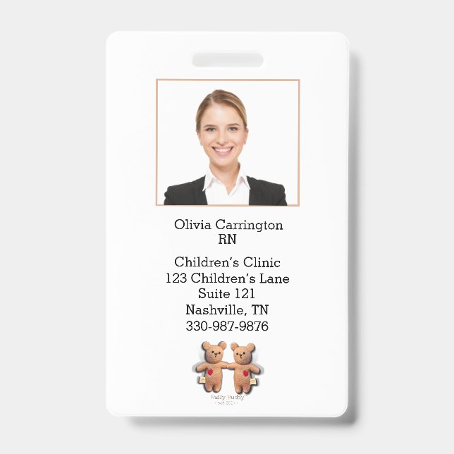 Custom Employee Photo Bar Code Logo Name Badge ID Badge (Front)