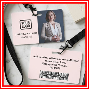 Custom Employee Photo, Bar Code, Logo, Name Badge ID Badge