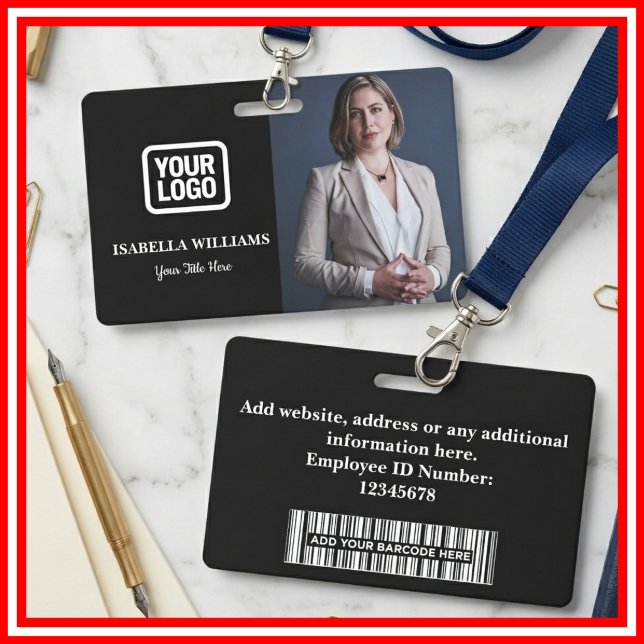 Custom Employee Photo, Bar Code, Logo, Name Badge ID Badge (Creator Uploaded)