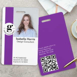 Custom Employee Photo, Bar Code, Logo, Name Badge ID Badge