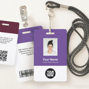 Custom Employee Photo, Bar Code, Logo, Name Badge ID Badge