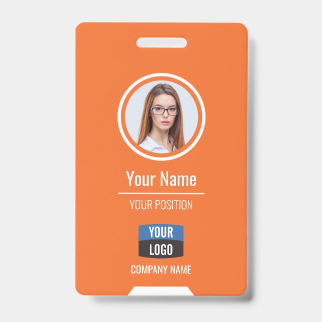 Custom Employee Photo, Bar Code, Logo, Name Badge ID Badge (Front)