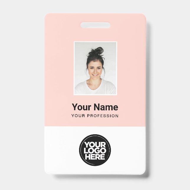 Custom Employee Photo, Bar Code, Logo, Name Badge ID Badge (Front)