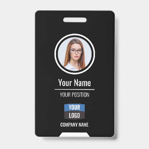 Custom Employee Photo, Bar Code, Logo, Name Badge ID Badge