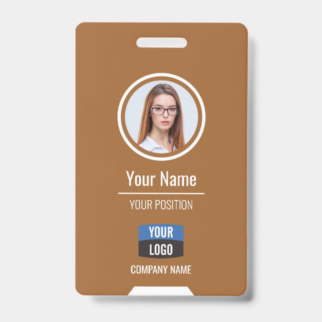 Custom Employee Photo, Bar Code, Logo, Name Badge ID Badge (Front)