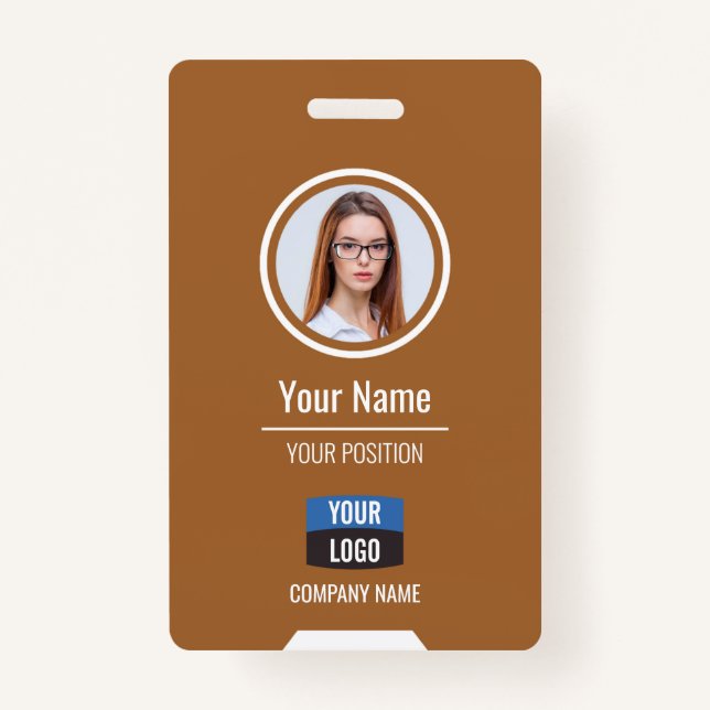 Custom Employee Photo, Bar Code, Logo, Name Badge ID Badge (Front)