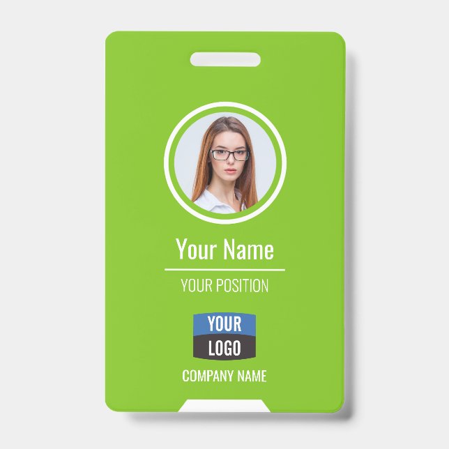 Custom Employee Photo, Bar Code, Logo, Name Badge ID Badge (Front)