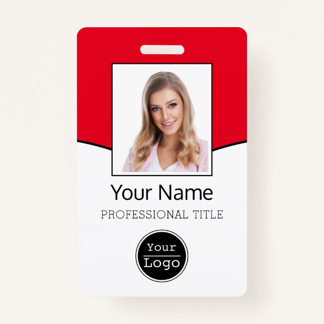Custom Employee Photo, Bar Code, Logo, Name ID Bad ID Badge (Front)