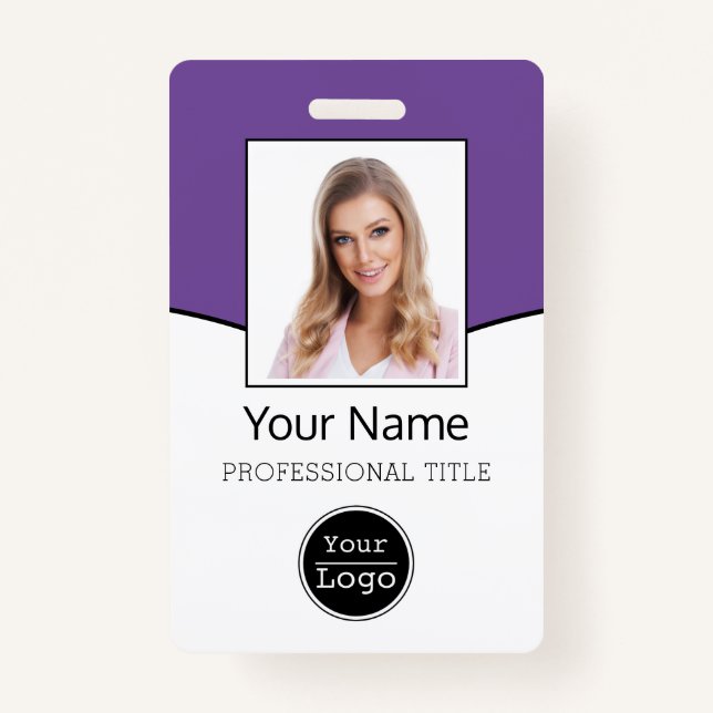 Custom Employee Photo, Bar Code, Logo, Name ID Bad ID Badge (Front)