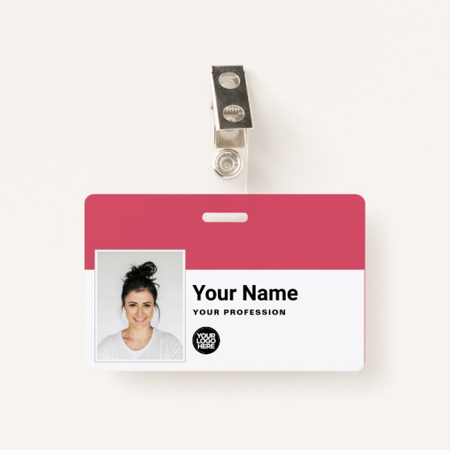 Custom Employee - Photo, Bar Code, Logo, Name ID Badge (Front with Clip)