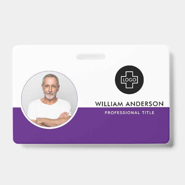 Custom Employee Photo, Bar Code, Logo, Name ID Badge (Front)