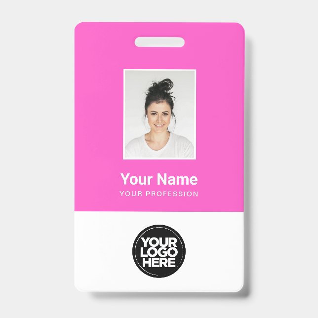 Custom Employee Photo, Bar Code, Logo, Name ID Badge (Front)