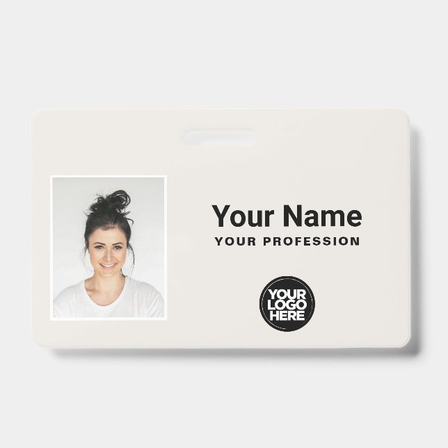 Custom Employee Photo Bar Code Logo Name ID Badge (Front)