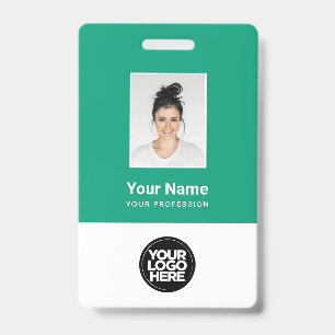 Custom Employee Photo, Bar Code, Logo, Name ID Badge