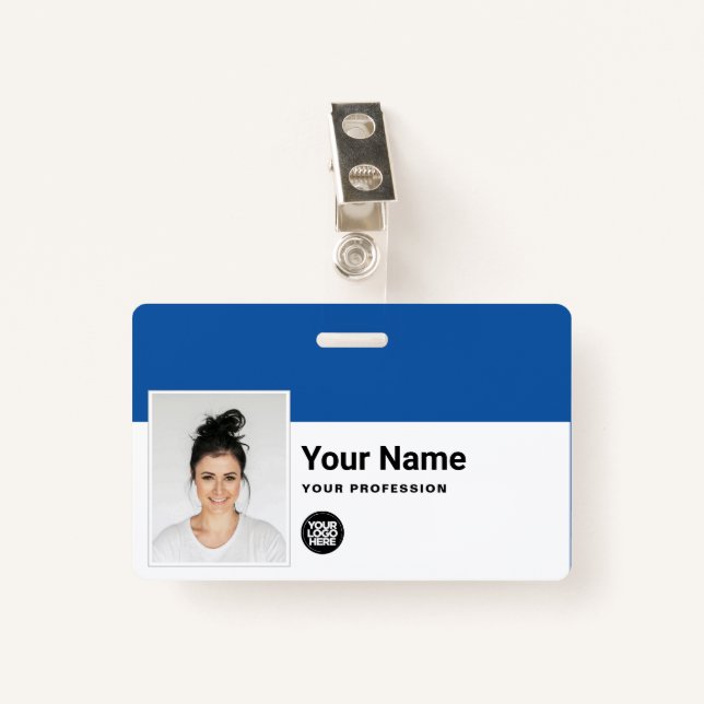 Custom Employee - Photo, Bar Code, Logo, Name ID Badge (Front with Clip)