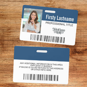 Custom Employee - Photo, Bar Code, Logo, Name  ID Badge