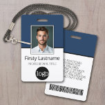 Custom Employee - Photo, Bar Code, Logo, Name ID Badge<br><div class="desc">A basic business design that highlights your office logos and employee name. You can add a scan bar code on the front and back. You can also change the colour of the background.</div>