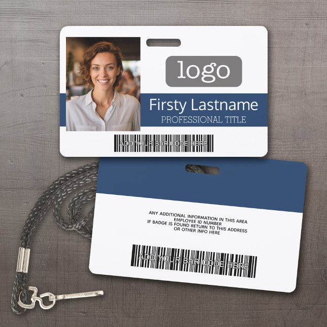 Custom Employee - Photo, Bar Code, Logo, Name ID Badge (Custom Employee ID Badges - thick plastic with full color print)
