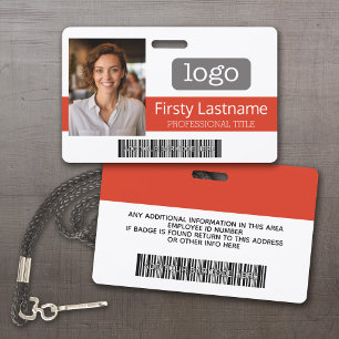 Custom Employee - Photo, Bar Code, Logo, Name ID Badge