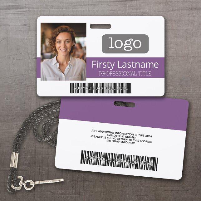 Custom Employee - Photo, Bar Code, Logo, Name ID Badge (Custom Employee ID Badges - thick plastic with full color print)