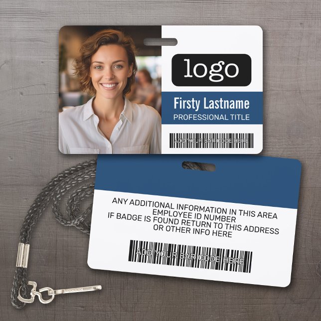 Custom Employee - Photo, Bar Code, Logo, Name ID Badge (Custom Employee ID Badges - thick plastic with full color print)