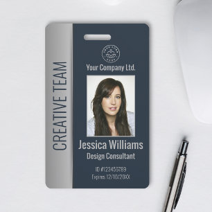 Custom Employee Photo, Bar Code, Logo, Name ID Badge