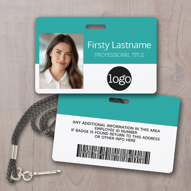 Custom Employee - Photo, Bar Code, Logo, Name ID Badge (Custom Photo ID Badge with logo and bar code)