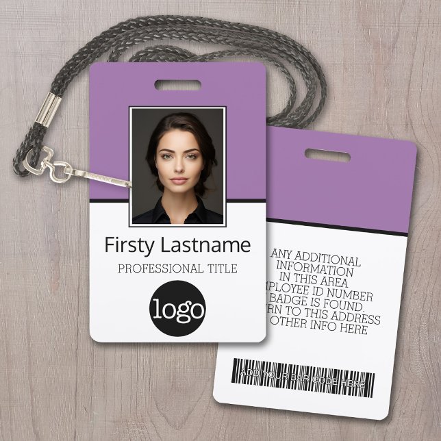 Custom Employee - Photo, Bar Code, Logo, Name ID Badge (Employee ID Badge with Custom Logo, Photo and Scan Bar Code)
