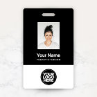 Custom Employee Photo, Bar Code, Logo, Name