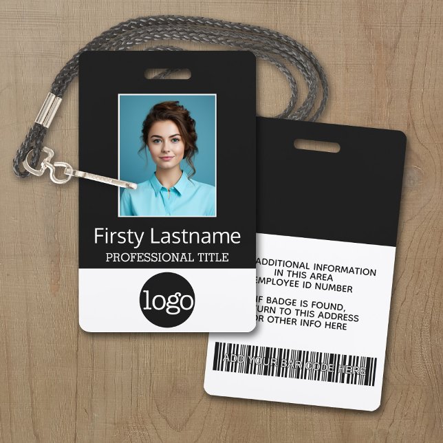 Custom Employee - Photo, Bar Code, Logo, Name ID Badge (Personalize this Employee ID Badge - A large color block is included. All items can be changed.)