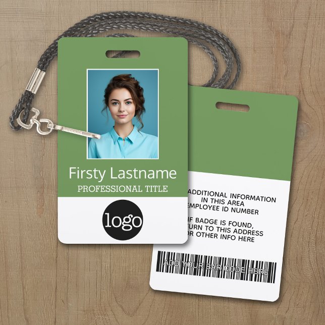 Custom Employee - Photo, Bar Code, Logo, Name ID Badge (Personalize this Employee ID Badge - A large color block is included. All items can be changed.)