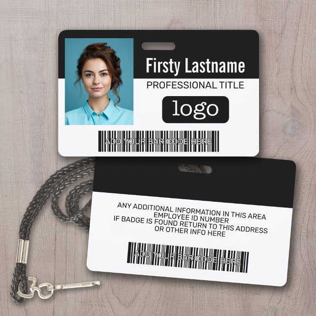 Custom Employee - Photo, Bar Code, Logo, Name ID Badge (Employee ID Badge with Company logo and photo)