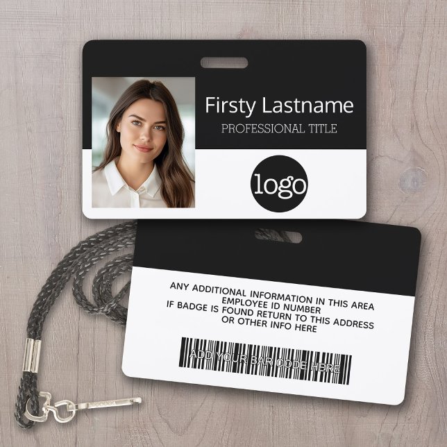 Custom Employee - Photo, Bar Code, Logo, Name ID Badge (Custom Photo ID Badge with logo and bar code)