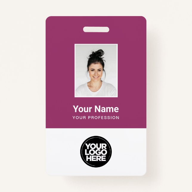 Custom Employee Photo, Bar Code, Logo, Name ID Badge (Front)