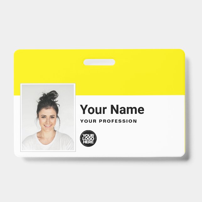Custom Employee - Photo, Bar Code, Logo, Name ID Badge (Front)
