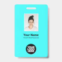 Custom Employee Photo, Bar Code, Logo, Name