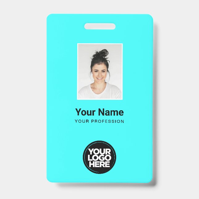 Custom Employee Photo, Bar Code, Logo, Name ID Badge (Front)