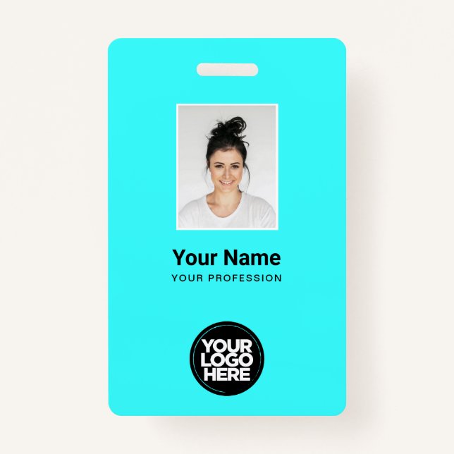 Custom Employee Photo, Bar Code, Logo, Name ID Badge (Front)