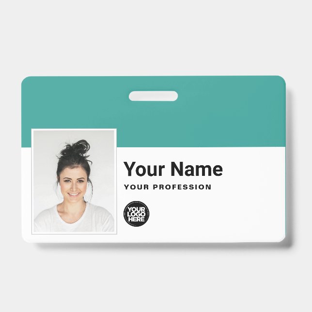 Custom Employee - Photo, Bar Code, Logo, Name ID Badge (Front)