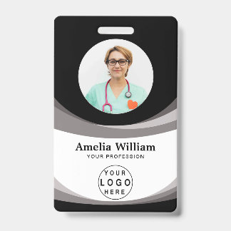 Custom Employee Photo, Bar Code, Logo, Name ID Badge