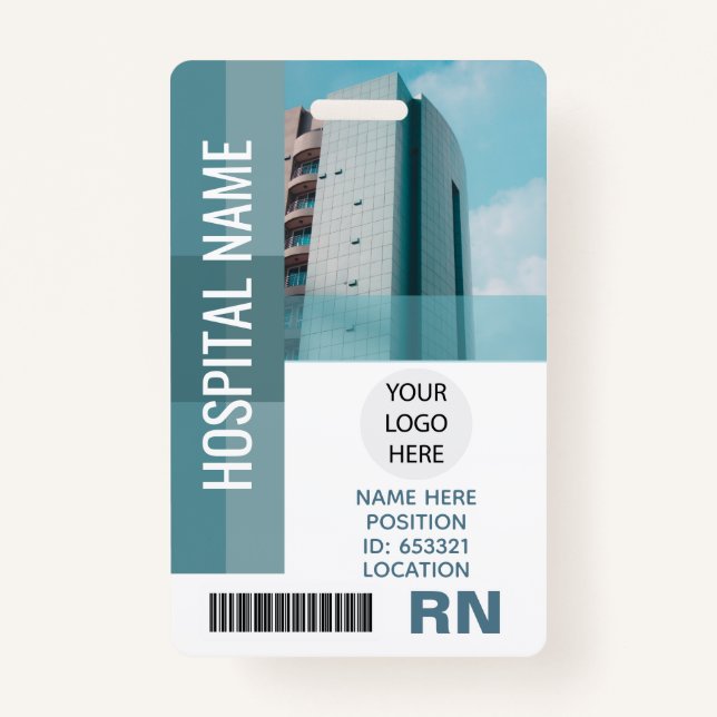 Custom Employee Photo, Bar Code, Logo, Name ID ID Badge (Front)