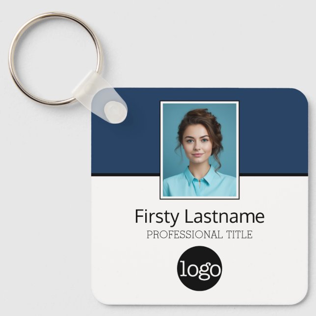 Custom Employee - Photo, Bar Code, Logo, Name Key Ring (Front)