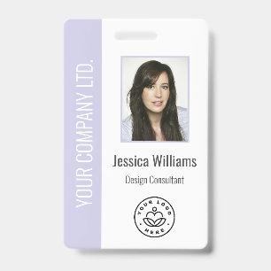 Custom Employee Photo, Bar Code, Logo, Name Lilac ID Badge